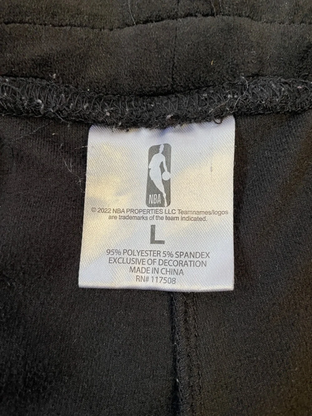 NBA Black Velour Zip Hoodie and Pants Set.  Sweatshirt is size XXL.  Pants are L - Picture 5 of 5